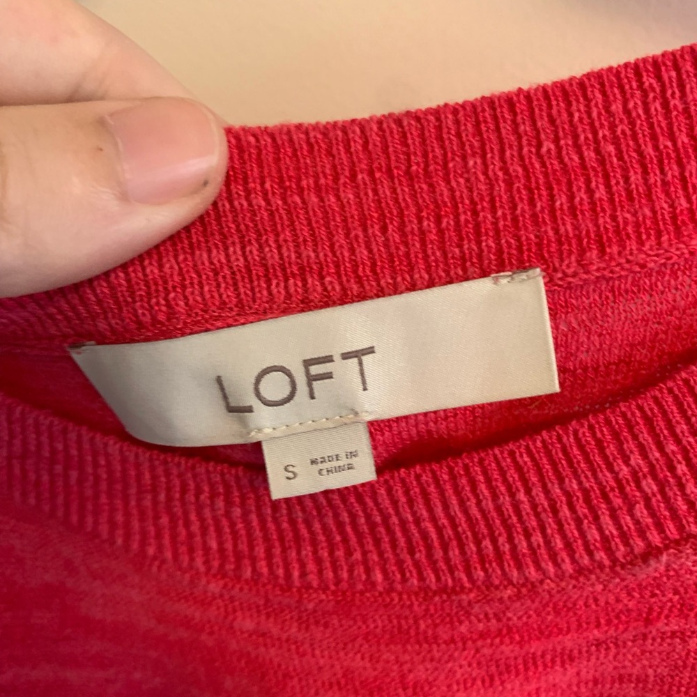 Loft bright pink lightweight cold shoulder sweater